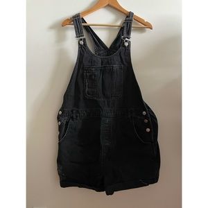 TOPSHOP Moto Black Denim Overall Shorts - 10
